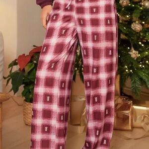 Cupshe Burgundy and White Plaid Lounge Pants